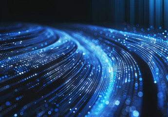 Wall Mural - abstract blue background with lines and glowing dots, a data transfer concept. abstract digital back