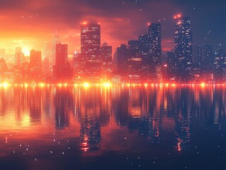 Poster - City Skyline At Sunset