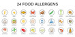 © Shalahin_Rabbi - Food Allergens Line Icon Set  Essential Symbols for Vegan, Gluten-Free, and Allergy-Safe Ingredients