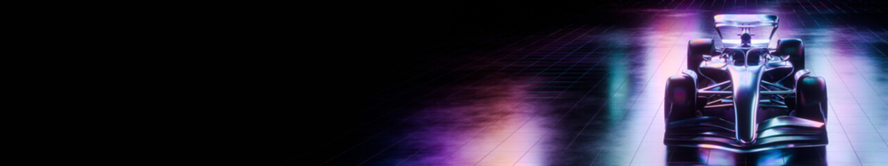 Wall Mural - Modern F1 Formula One race car with abstract futuristic colorful glowing lights