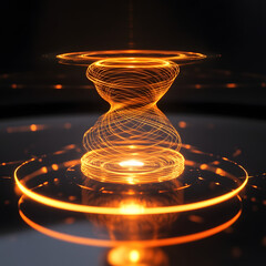 Wall Mural - A glowing orange object is in the center of a dark background