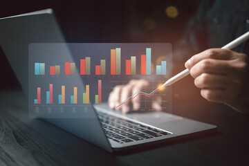 Aufkleber - Analyzing business data with interactive digital graphs for strategic insights and performance tracking.