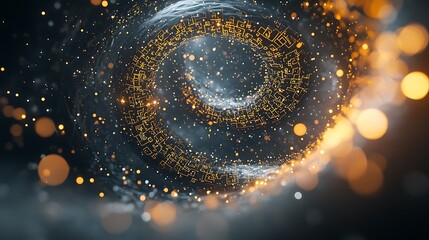 Wall Mural - a spiral of glowing dots and lines that appear to be a part of a larger image