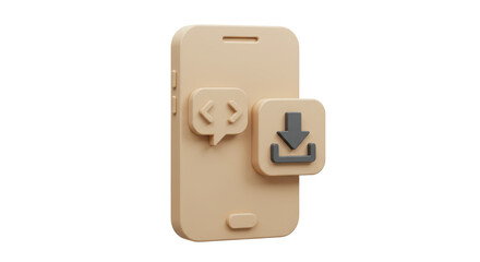 Isolated Smartphone App Development Coding Symbols