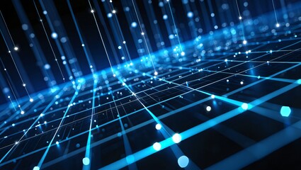 Wall Mural - abstract digital network glowing blue lines and nodes futuristic technology background