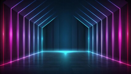 Wall Mural - abstract neon glowing lines futuristic cyberpunk background vivid rgb lighting dark room reflective