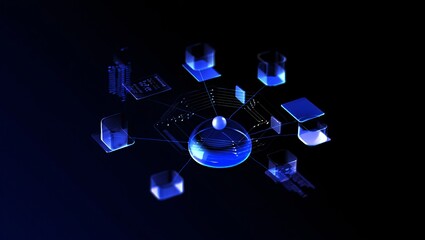 Wall Mural - global network futuristic digital data transfer and connectivity visualization