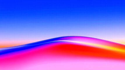 Wall Mural - Abstract wavy horizon with vibrant colors under a blue sky