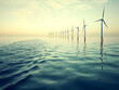 © Muh Saleh - Offshore wind farm at sunrise, calm sea, renewable energy
