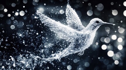Wall Mural - hummingbird in flight, bokeh background