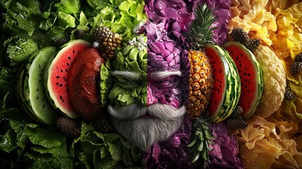 Aufkleber - Artistic representation of fruits and vegetables studio digital art colorful close-up abstract expressionism