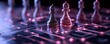 © Naphatson - Glowing Chess Pieces on a Futuristic Digital Chessboard   Strategic Game of Intellect and Triumph