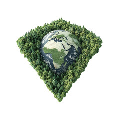 earth day concept in paper cut style a globe surrounded by lush trees on a contrasting black backgro