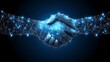 © rondaf - Two digital hands connected in a glowing handshake formation