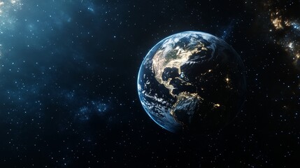 Wall Mural - stunning photo of earth in space highlighting the dramatic contrast of daylight and darkness
