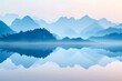 © imlane - Chinese aesthetics, landscape painting, distant view, delicate tones, mountains and waters reflecting each other, telephoto lens, soft light, tranquility, peacefulness