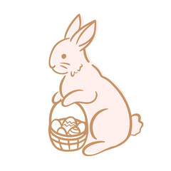 Wall Mural - hand drawn bunny. whimsical rabbit line art sketch