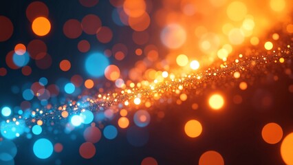Aufkleber - Abstract Digital Artwork of Glowing Orange and Blue Circular Patterns in a Futuristic Concept of Light Emission and Depth Perception