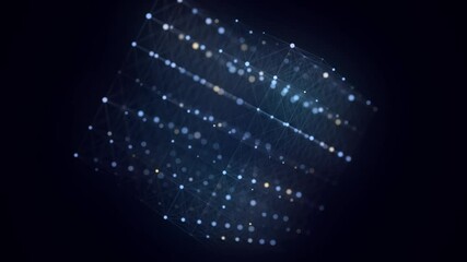 Wall Mural - abstract wireframe cube. network connection structure. digital blockchain concept. futuristic blue b