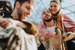 © qunica.com - Friends spending quality time together on a sunny autumn day, enjoying laughter and fun. The image captures the cheerful atmosphere of friendship and the warmth of spending time with loved ones.