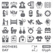 © iconqueen - Mother day symbols collection or sketches. mother holiday theme icons in glyph style signs for web and app. Vector graphics isolated on white background.