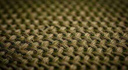 Detailed close up image of interwoven natural fiber material