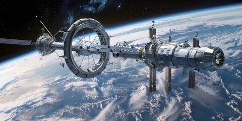 Poster - Explore the wonders of space living with space stations, orbital habitats where astronauts live and work in the zero-gravity environment of space
