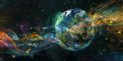 Poster - Computer-generated image of global communications