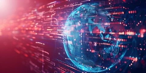 Poster - Futuristic global business concept with digital technology