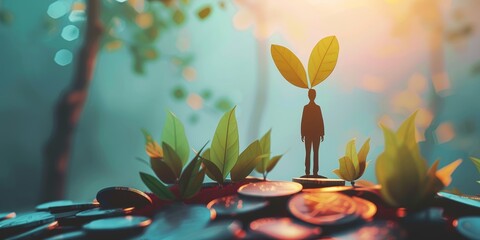 Aufkleber - Business finance success with growing wealth and income