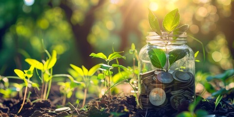 Aufkleber - Pension fund growth concept with a stack of coins and a chart