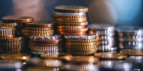 Aufkleber - Stack of coins representing financial growth and success