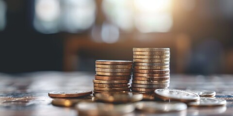 Aufkleber - Stack of coins representing wealth management and investment