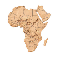 detailed topographic map of africa highlighting geographical features, borders, and regions, designe