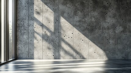 Sticker - Sunlight streams through the window illuminating concrete wall and floor
