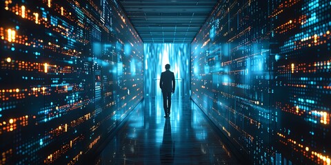 Aufkleber - A businessman accessing corporate data with cyberspace security