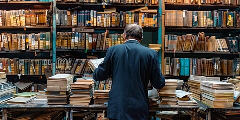 Aufkleber - A clerk organizing paperwork in a digital filing system