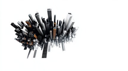 Wall Mural - a cityscape with tall buildings and a white background