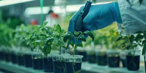 Fototapete - Agricultural research and development in a science lab