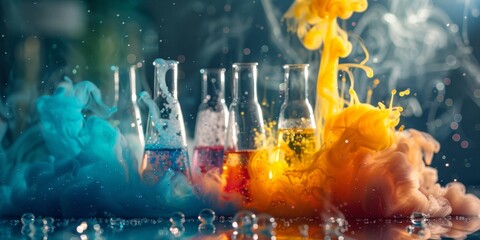 Poster - Chemistry experiment with colorful chemical reactions