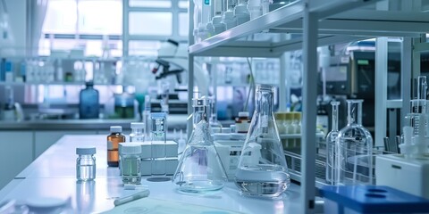 Fototapete - Pharmaceutical research and development in a laboratory