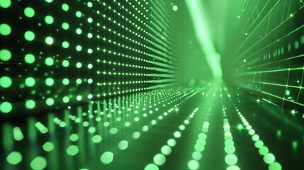 Wall Mural - abstract background of glowing green dots and lines. futuristic technology or science fiction concep