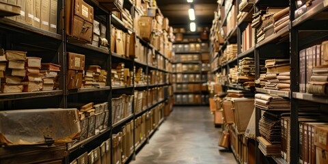 Fototapete - Access the world of digital archives with seamless database management for efficient document organization
