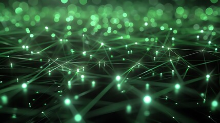 Wall Mural - glowing green neural network. artificial intelligence. machine learning concept.