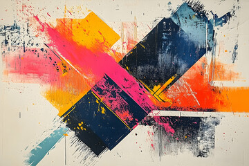 Wall Mural - Vivid abstract composition featuring bold brushstrokes and vibrant colors