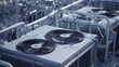 © Artittaya - Commercial rooftop air conditioning unit on a metallic silver backdrop