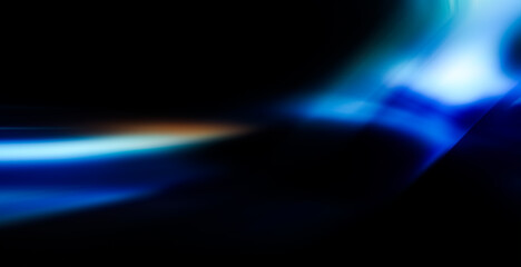 Fototapete - Colorful glow sparks of light texture. Orange bluerays on dark blue abstract layer black background .Crystal flare abstract effect. Holographic sunlight reflection wallpaper, colorful glare bokeh.	
