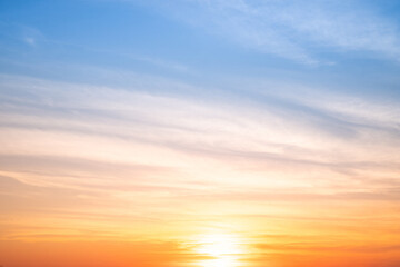 Wall Mural - sky,sunset, beautiful , luxury soft gradient orange gold clouds and sunlight on the blue sky perfect