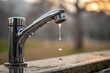 © Роман Заворотный - Water Tap With a Single Droplet in a Serene Outdoor Setting Generative AI