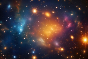 Wall Mural - Colorful nebulae and star clusters illuminating the vast expanse of the intergalactic medium
